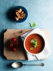 Roasted tomato soup, top view — Stock Photo