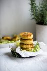 Vegan millet and potato fritters — Stock Photo
