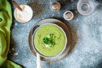 Broccoli soup from above — Stock Photo