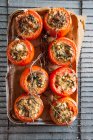 Tomatoes stuffed with cheese and herbs — Stock Photo