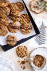 Flourless oat biscuits with chocolate and muesli — Stock Photo