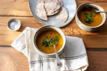 Butternut squash soup, closeup — Stock Photo