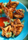 Grilled chicken wings with ketchup — Stock Photo