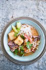 Seafood laksa with rice noodles, Malaysian cuisine — Stock Photo