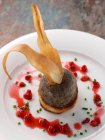 Lamb liver pate with fried parsnip ribbons gourmet editorial food — Stock Photo