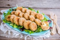 Vegetarische Frikadellen mit gemischtem Blattsalat — Stockfoto
