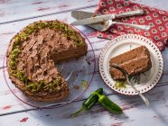 Primer plano de delicioso pastel de chocolate picante - foto de stock