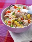 Chinese chicken fried rice with egg and vegetables — Stock Photo