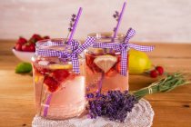 Homemade strawberry lemonade with lavender — Stock Photo