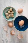 Fresh eggs, view from above — Stock Photo