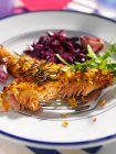 Rainbow trout and red cabbage editorial food — Stock Photo