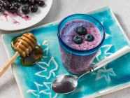 Blueberry Greek yoghurt close-up view — Stock Photo