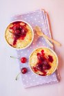 Rice pudding with sour cherries — Stock Photo