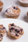 Fresh blueberry muffin split open — Stock Photo