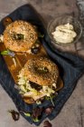 Turkey bagels with fennel and mayo — Stock Photo