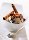 Una ciotola di biscotti e gelato alla panna — Foto stock