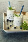 Blueberry yoghurt in a jar — Stock Photo