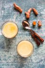 Golden milk with turmeric — Stock Photo