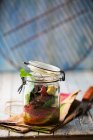 Octopus salad in a mason jar — Stock Photo