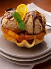 Caramel orange icecream dessert — Stock Photo