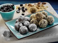 Cherry chocolate truffles close-up view — Stock Photo