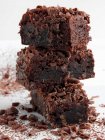 Close-up shot of delicious Chocolate Brownies stacked — Stock Photo