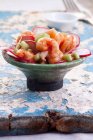 Marianted prawn and radish salad — Stock Photo