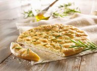 Focaccia with sea salt, olive oil and rosemary — Stock Photo