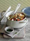 Pilau with chickpeas and feta — Stock Photo