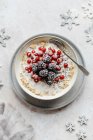 Porridge invernale con ribes rosso e more — Foto stock