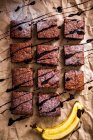 Chocolate brownies espelta com banana — Fotografia de Stock