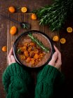Homemade christmas pumpkin with spices and oranges. — Stock Photo