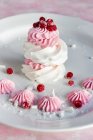 Cranberry meringue individual mini cake — Stock Photo
