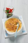 Crema catalana with almonds and strawberries (Spain) — Stock Photo