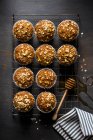 Spiced carrot and apple cupcakes with oatmeal — Stock Photo
