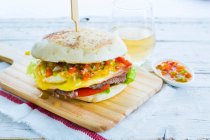 Lomito sandwich with beef and fried egg (Argentina) — Stock Photo