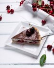 Веганський маковий і кварцовий торт з солодкими вишнями і темним шоколадом — стокове фото