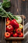 Maçã, couve-rábano, pimenta, tomate, — Fotografia de Stock
