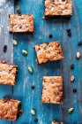 Chocolate chip and pistachio nut bars — Stock Photo
