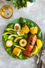 Grilled lobster, corn and avocado salad — Stock Photo