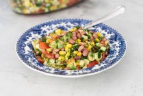 Rote Bohnen Salat mit Mais, Gurken und Tomaten — Stockfoto