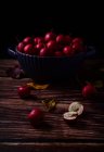 Bowl of hawthorn fruit — Stock Photo