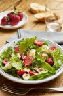 Grüner Salat mit Erdbeeren, Rucola und Mozzarella — Stockfoto
