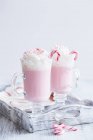 White hot chocolate with candy cane — Stock Photo