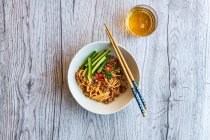 Noodles with ground pork and Sambal Oelek — Stock Photo