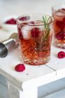 Gin & Tonic with raspberries and rosemary — Stock Photo