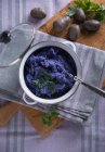 Purè di patate Vegan viola della varietà di patate 'Blue Congo' — Foto stock