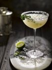 Margarita cocktail with crushed ice and thyme in glass — Stock Photo