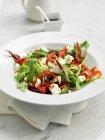 Mixed leaves salad with goat's cheese, peppers and pine nuts — Stock Photo