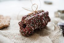 Étoiles Lebkuchen avec glaçure chocolat noir — Photo de stock